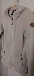 Gerry Logo Plush Pile Ivory Hoodie L/S Zip Front Womens Small - Picture 1 of 5