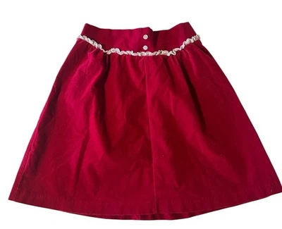 复古天鹅绒裙女孩 6 码红色蕾丝装饰圣诞节 60 年代 70 年代 — 第 1/4 张图片