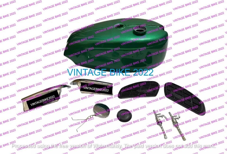 Tanque de combustible Triumph Trophy TR25W acero verde 250CC 1969-71 + tapa de insignia kp / apto para Foto 1 de 4