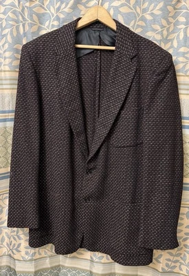1950s Vintage Men’s Bold Atomic Fleck Sports Jacket Coat Black Wool 42/44L Sears - Image 1 of 4