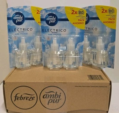 FEBREZE-AMBI PUR  FRESH AIR / FRESH SKY SCENT PLUG IN REFILLS 20ML X 6 REFILLS - Image 1 of 4