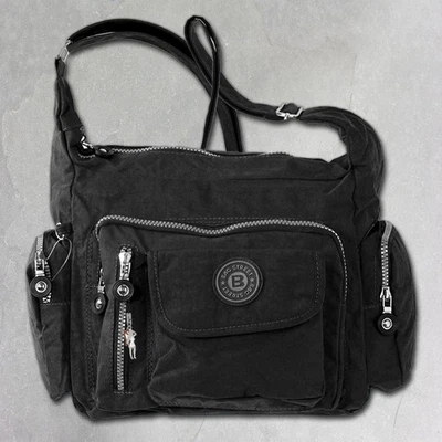 Bag Street Nylon Tasche Damenhandtasche Schultertasche schwarz 30x15x22 OTJ204S - Bild 1 von 4