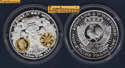 Médaille Louis D'Or Louis XIV 1653 Histoire Monétaire Argent 999 % OR 999 % + CF - Photo 1/2