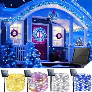 Christmas Outdoor Solar String Lights Fairy Waterproof Xmas Decor 100/200 LED  - Picture 1 of 36