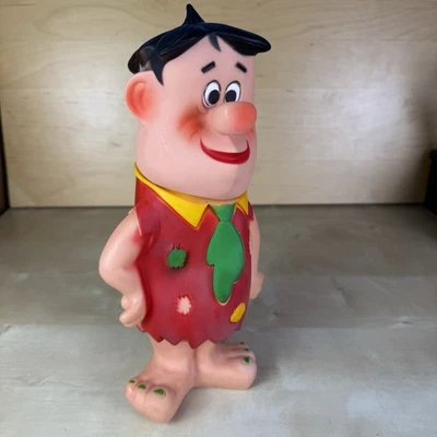 Boneco de brinquedo vintage 1960 Fred Flintstone grande 12" vinil Hanna Barbera Prod RARO - Imagem 1 de 4