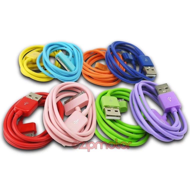 CARGADOR DE ALIMENTACIÓN USB SINCRONIZADO 3 PIES CABLE DE COLOR 8X IPHONE 4S IPOD TOUCH CLÁSICO NANO IPAD Foto 1 de 1