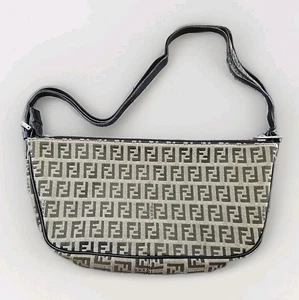 Fendi FF Zucca Monogram Tan Brown Fabric Baguette Pochette Mini Hand Bag *READ* - Picture 1 of 17