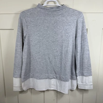 Jones New York Women's XL Long Sleeve Layered Top Heathered Gray Mock Neck - Imagem 1 de 4