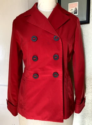 Impermeable/chaqueta vintage Esprit para mujer roja con doble botonadura forrada talla pequeña Foto 1 de 4