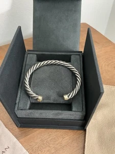 David Yurman Cable Cuff Bracelet 18k Yellow Gold & Sterling Silver - 6mm Large - Picture 1 of 9
