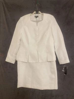 John Meyer Falda Traje Mujer 12 Blanco Blazer Chaqueta Lápiz Carrera Elegante Nuevo con Etiquetas Conjunto Foto 1 de 4