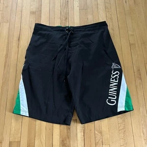 Vintage Y2K Guinness Swim Shorts Size 2XL XXL Black Green Mesh Lined Trunks - Picture 1 of 8