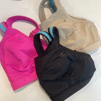 Sujetador deportivo Champion Spot Comfort LOTE de 3 para mujer 34D correa de gel de alto impacto mecha Foto 1 de 4