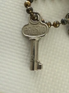 Vintage Presto Lock Co Key Small Nickel Plated Barrel Luggage Skeleton Key - Picture 1 of 2