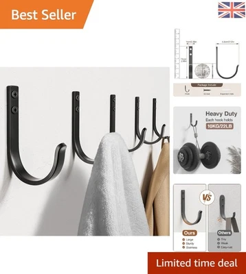 5 Pack Heavy-Duty Wall Hooks - 22LB Capacity, Perfect for Closet & Bathroom - Image 1 of 4