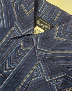 Camisa vaquera occidental de colección Wrangler azul perla a presión plateada brillante años 80 90 Y2K para hombre - Imagen 1 de 12