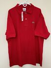 LACOSTE Mens Polo Red Size 10 Regular Fit Short Sleeve
