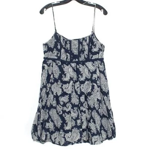 Juicy Couture Womens Dress Sleeveless Bubble Hem Paisley Y2K Hippie Boho Blue 4 - Picture 1 of 2