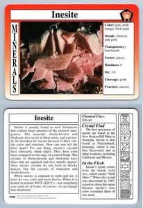 Inesite #19.02 - Minerals - Treasures Of The Earth Grolier Card - Picture 1 of 1