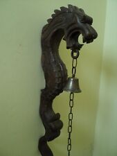 antique big dragon mythological sea serpent carved wood knocker door bell ranch