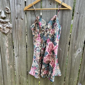 Victorias Secret Gold Etikett rosa Blumen Slip Nachthemd Größe Petite - Bild 1 von 8