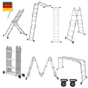 3,6m Mehrzweckleiter 6 in 1 Klappleiter Anlegeleiter Aluminium Leiter Stehleiter - Bild 1 von 13