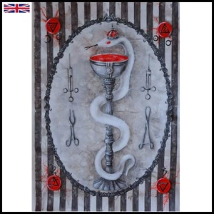 art painting contemporary modern medicine surgery antique symbol anatomy snake - Picture 1 of 24