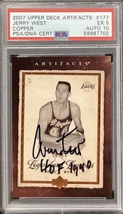 Jerry West Signed 2007 Upper Deck Artifacts #177 Card PSA/DNA Card EX 5 Auto 10 - Picture 1 of 2
