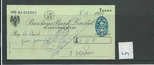 wbc. - CHEQUE - CH689 - USADO - Años 50 - BARCLAYS, MACCLESFIELD - Imagen 1 de 1