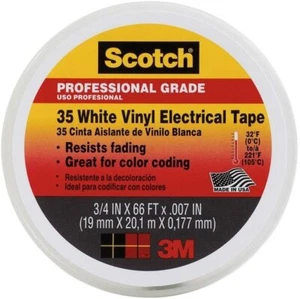 3M 3/4 Inch x 66 Feet Scotch® Vinyl Color Coding Electrical Tape 35, White -W - Picture 1 of 2