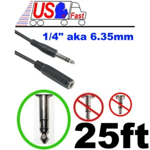 NEW 25ft long 1/4"Stereo Male~Female Extension Audio/Headphone/DJ Cable 6.3mm - Picture 1 of 2