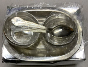 Silver Metal Hindu Rituals Bowl Spoon Tray Set 5 Pieces - Picture 1 of 2