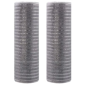 Silver Poly Decorating Mesh Ribbon with Metallic Foil 10 inch x 30 feet Each ... - Picture 1 of 6