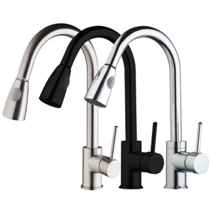 Grifo extraíble giratorio 360° fregadero de lavabo de cocina aerosol grifo mezclador de agua fría y caliente - Imagen 1 de 24