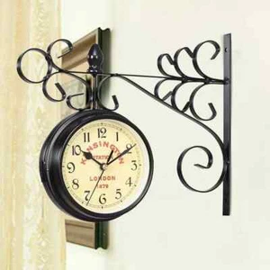 Vintage Outdoor Garden KENSINGTON STATION LONDON Wall Clock Double Sided Bracket - Picture 1 of 17