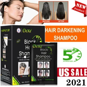 Color Hair Dye Dexe Black Hair Shampoo 5 Minutes Natural Pure Organic 10pcs/box - Picture 1 of 10