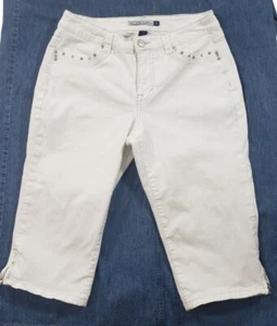 BandolinoBlu Denim Capris Womens Stretch Pockets White Size 6 - Picture 1 of 11