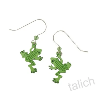 Pendientes Sienna Sky Rana Rayas Verdes Hechos a Mano en EE. UU. Lindo Regalo Único Foto 1 de 4