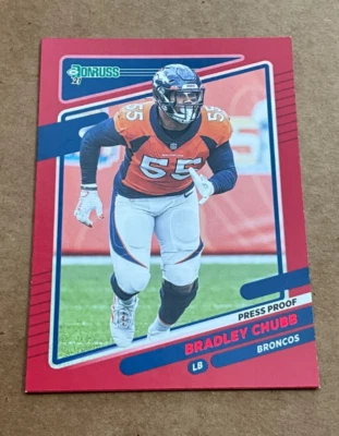 2021 Panini Donruss # 182 Bradley Chubb Red Press Pfoof Denver Broncos - Image 1 of 2