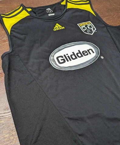 Adidas Columbus Crew 2008 Jersey Mens Size L Black Yellow MLS Soccer Tank Top Cover