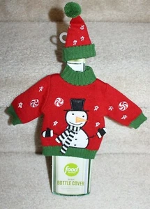 Food Network Christmas Wine Bottle Sleeve Ugly Sweater Snowman N7 - Picture 1 of 2