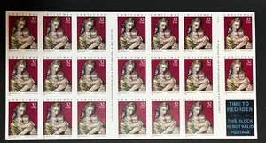 1998 USPS Madonna & Child .32 Stamps 20 - Booklet Christmas National Gallery - Picture 1 of 2