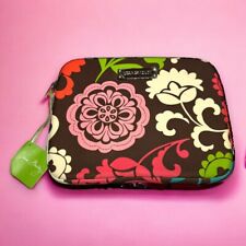 Vera Bradley Neoprene Zippered Tablet  Sleeve Lola Brown Coral Lime Bag Flower