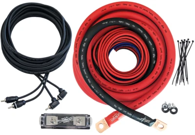 Sky High Car Audio CCA 1/0 E-Series Amp Kit Red Black Oversized AWG Complete