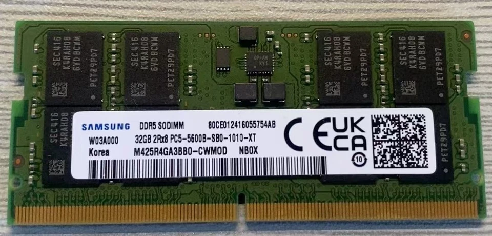SAMSUNG 32GB DDR5 5600 2Rx8 PC5-5600B M425R4GA3BB0-CWM0D 262p Laptop SODIMM RAM - Image 1 of 1