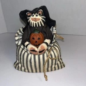 Muñeca Primitiva Halloween Gato Bruja Con Calabaza Muñeca Decorativa Estante Cuidador - Imagen 1 de 8