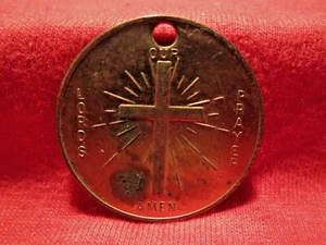 Lord's Prayer Cross Medal Goldtone Our Father 1-1/4" dia - Picture 1 of 2