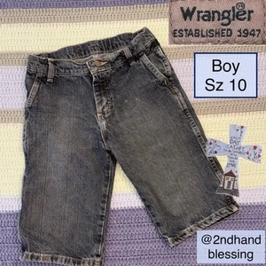 Wrangler Long Shorts, Denim Carpenter, Boy Sz 10, Adjustable Waist - Picture 1 of 13