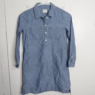 Vestido J Crew Crewcuts Niñas 10 Manga Larga Cambray Campo Familia Fotos Bolsillos Foto 1 de 4