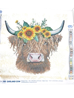 Kit de arte de diamantes, Guirnalda Highland Cow, Edición especial, Diamond dotz, 13" X 13" Foto 1 de 4